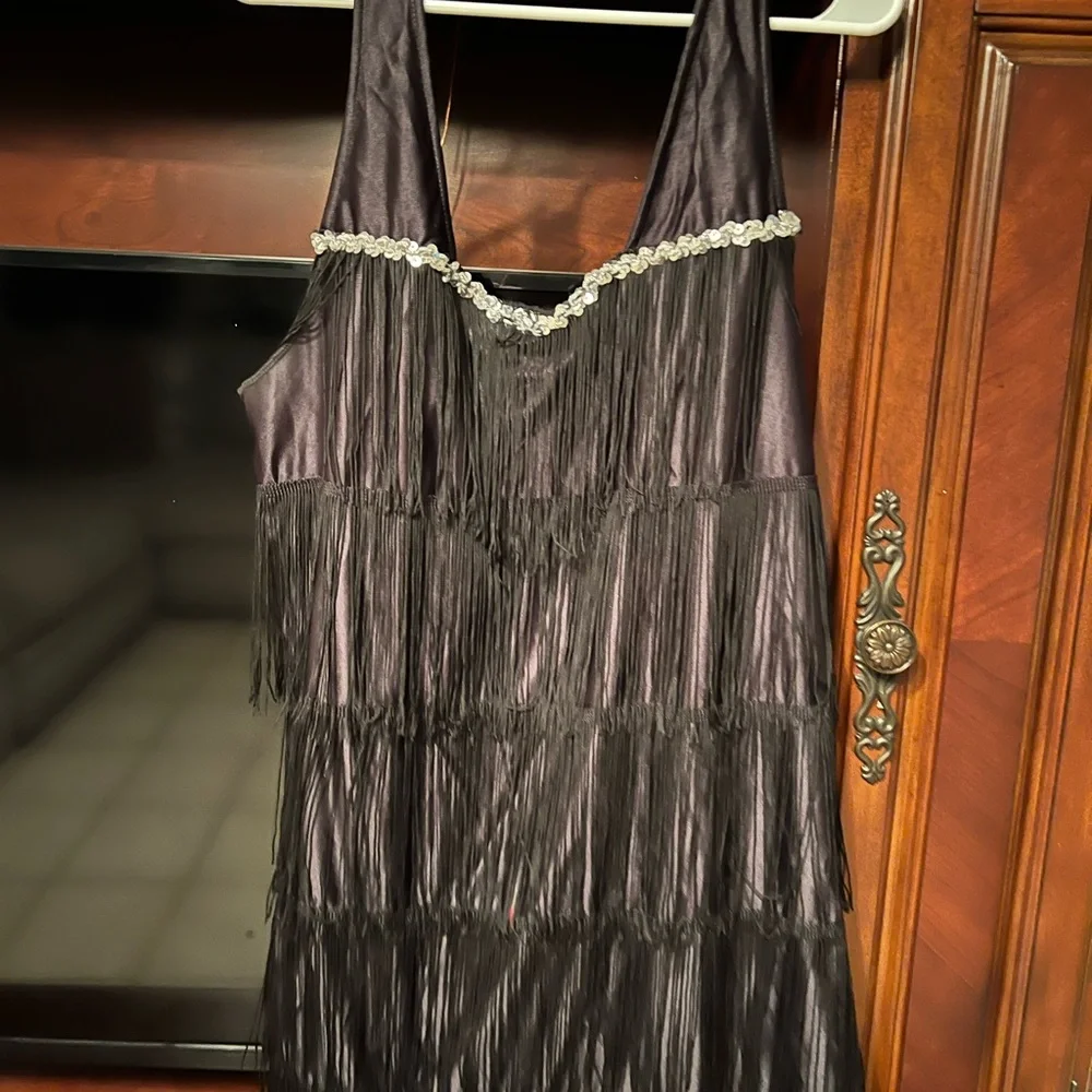 Spirit Black Flapper Dress with Red Feather Boa - Picture 5 of 7